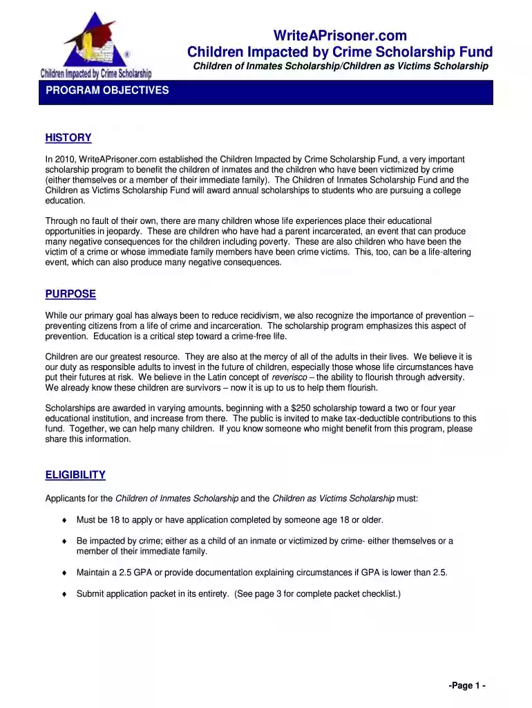 children impacted by crime scholarship fund Preview on Page 1