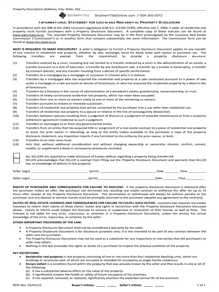 louisiana informational residential pdf Preview on Page 1