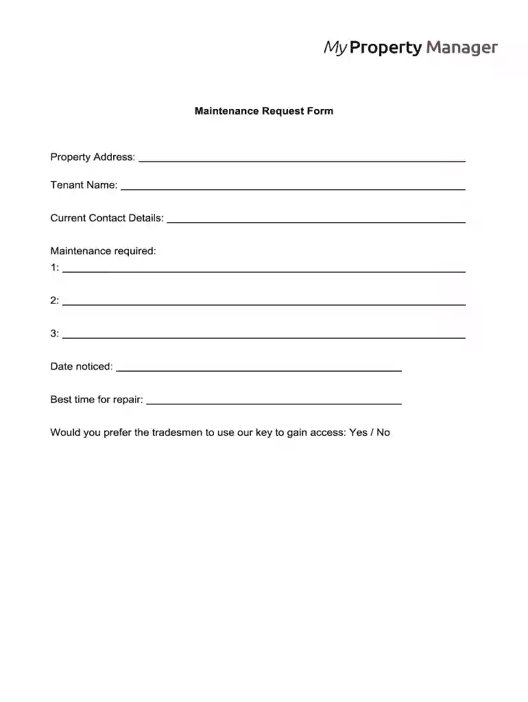 maintenance request form template Preview on Page 1