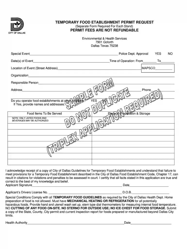 dallas county mobile food permit Preview on Page 1