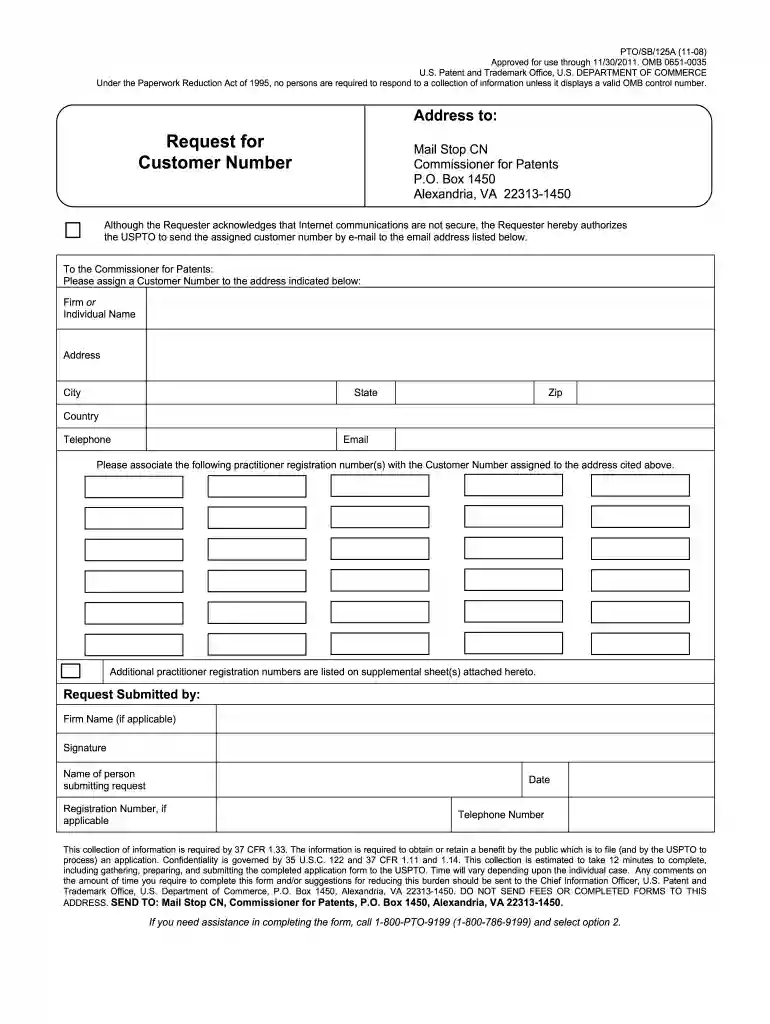 uspto customer number lookup Preview on Page 1