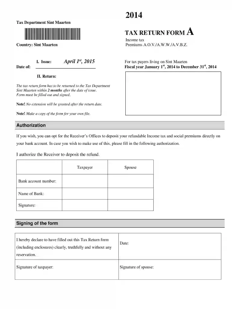monthly tax declaration form sxm Preview on Page 1
