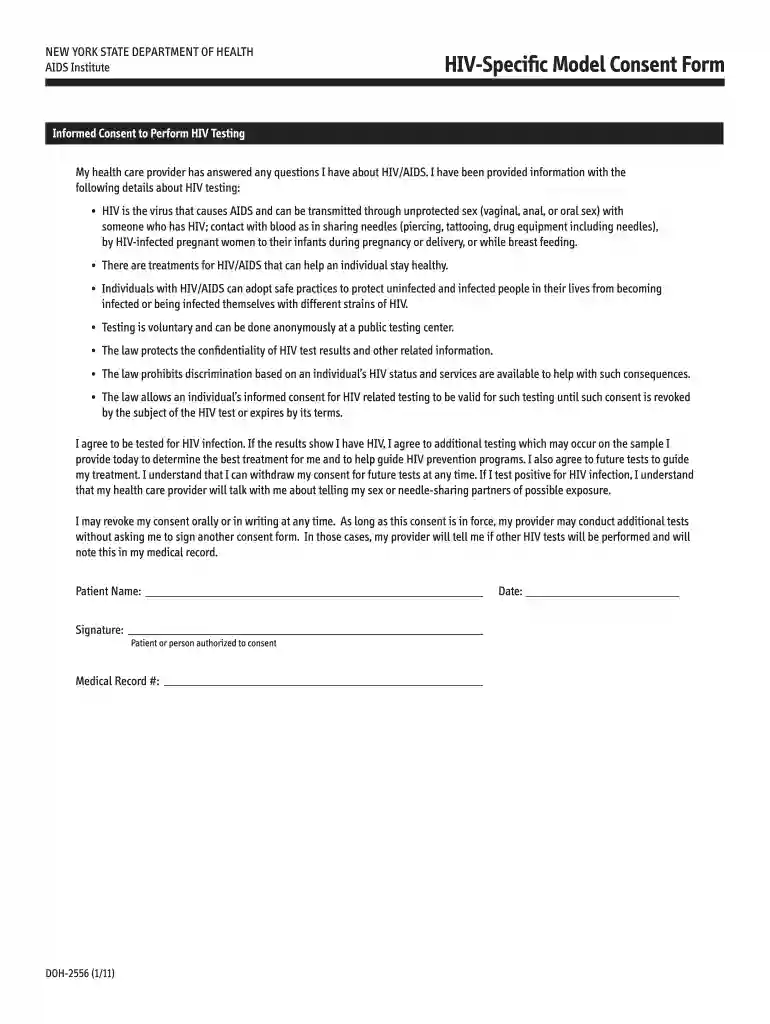 hiv consent form Preview on Page 1