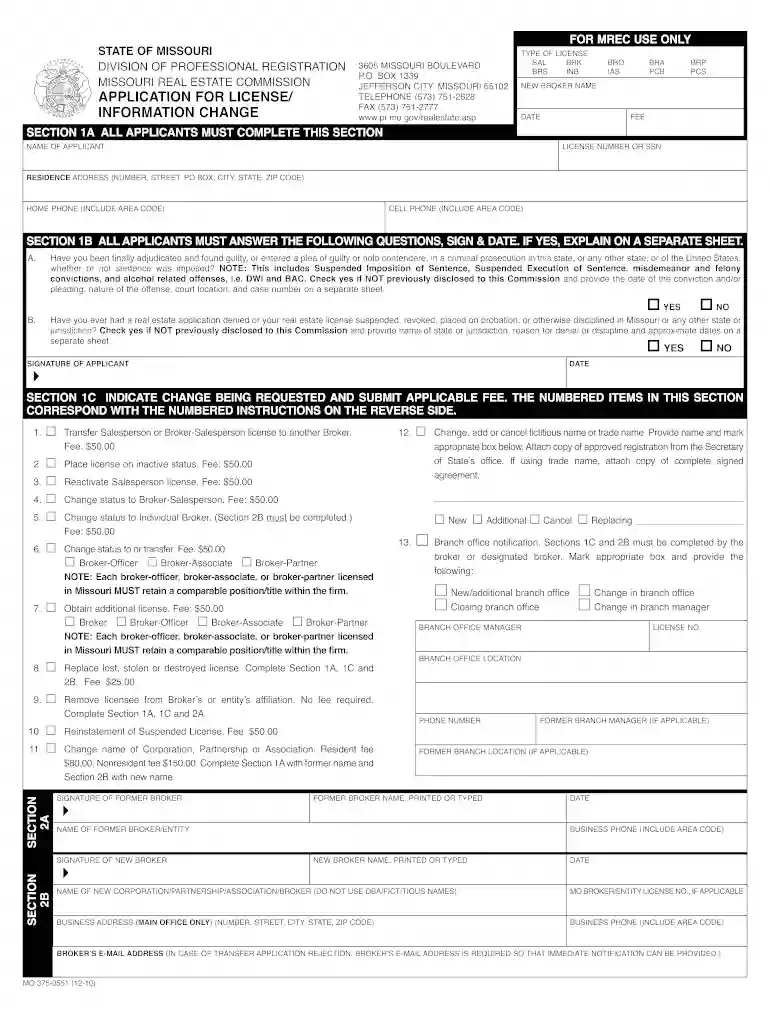 missouri real estate commission forms Preview on Page 1
