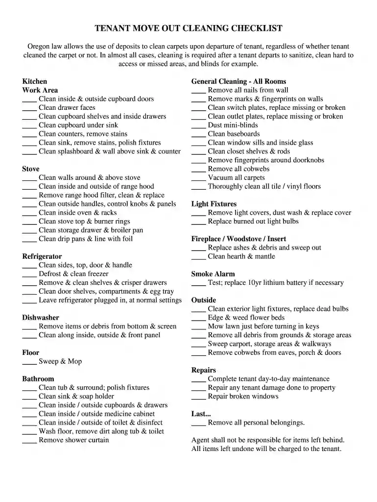 tenant move out cleaning checklist pdf Preview on Page 1