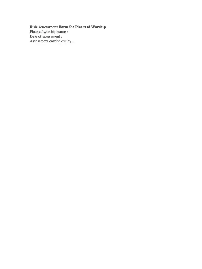 church risk assessment template Preview on Page 1