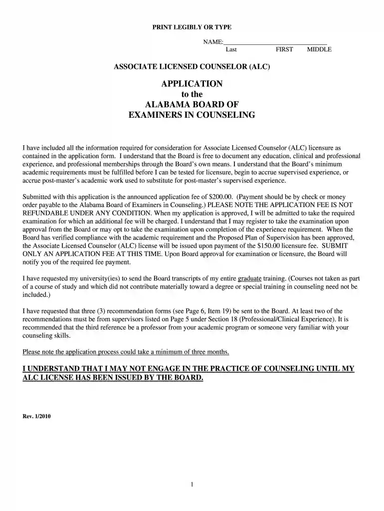 alc application Preview on Page 1