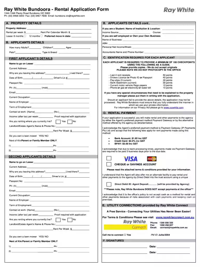 ray white rental application form pdf Preview on Page 1
