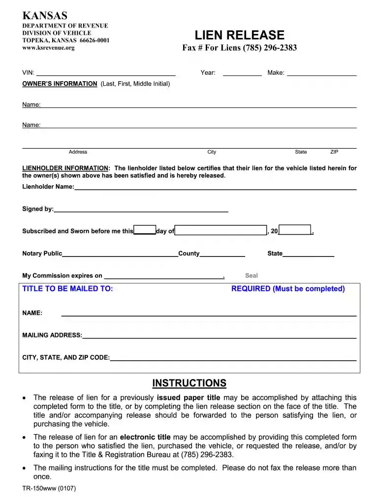 kansas lien release Preview on Page 1
