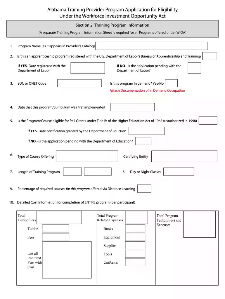 wioa application form Preview on Page 1