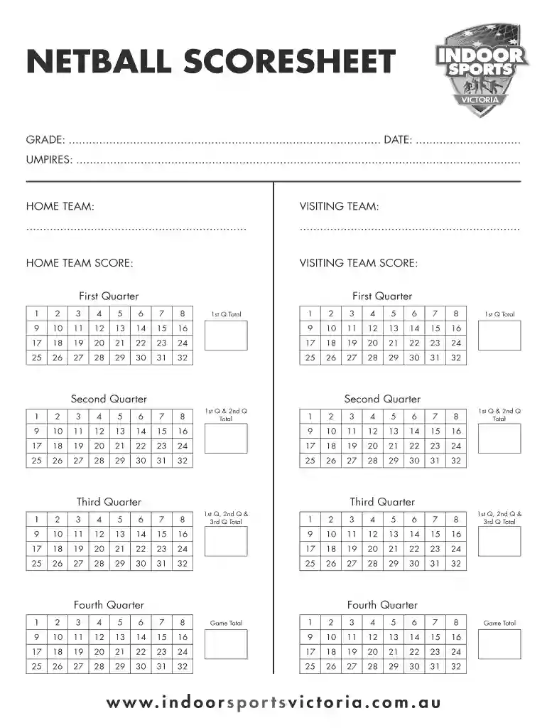 netball score sheet pdf download Preview on Page 1