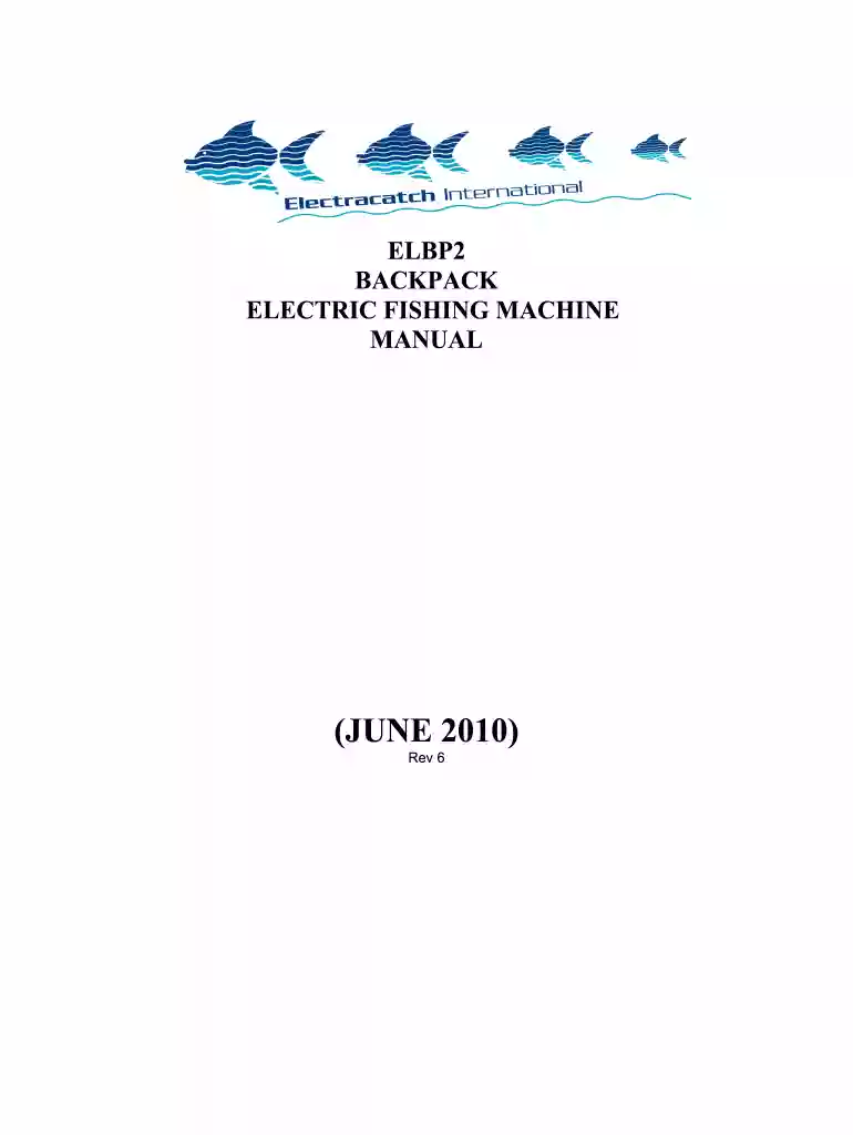 INSTRUCTIONS FOR ELBP2 BACK-PACK ELECTRIC FISHING SET Preview on Page 1
