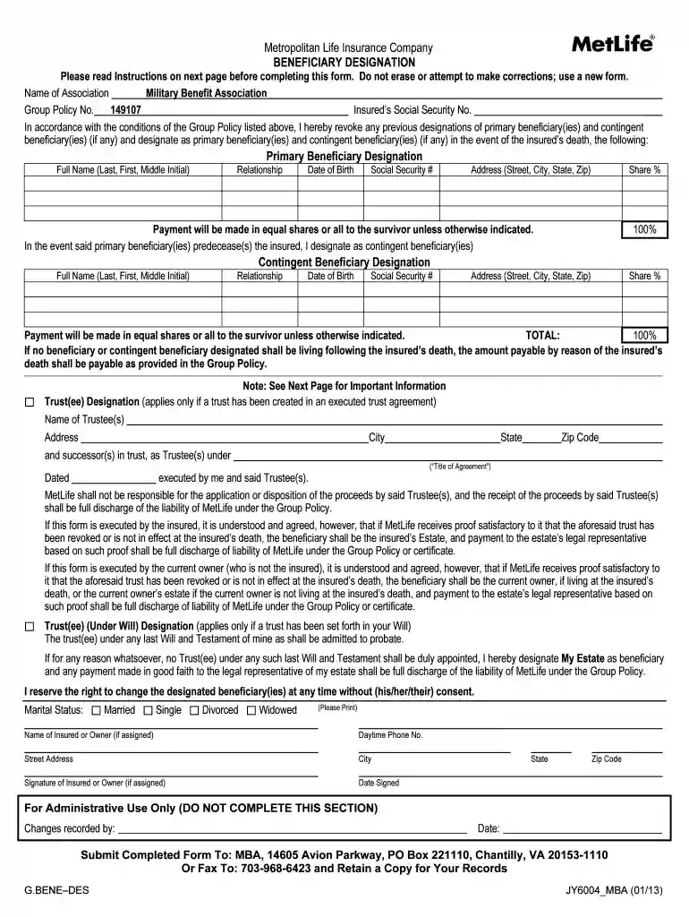 metlife form library Preview on Page 1