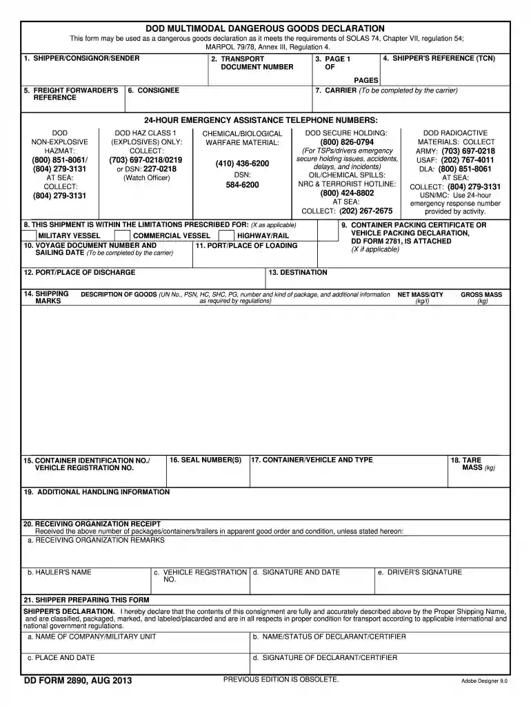 dd form 2890 Preview on Page 1