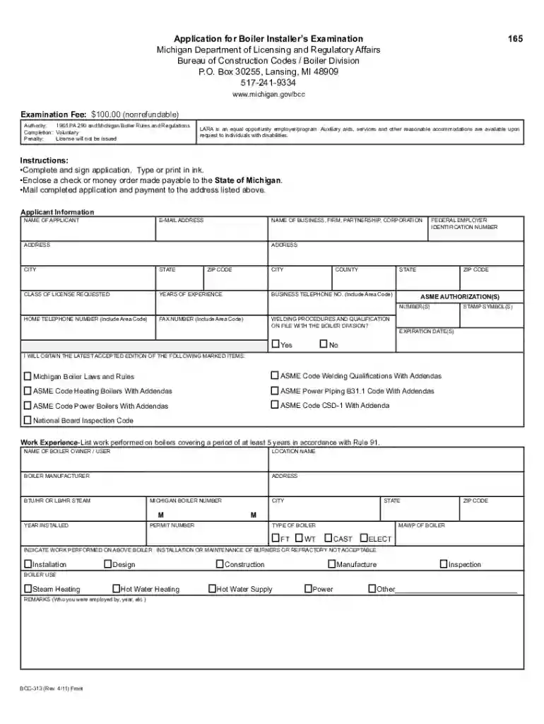 michigan boiler license Preview on Page 1