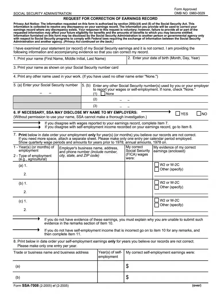 7008 2005 form Preview on Page 1
