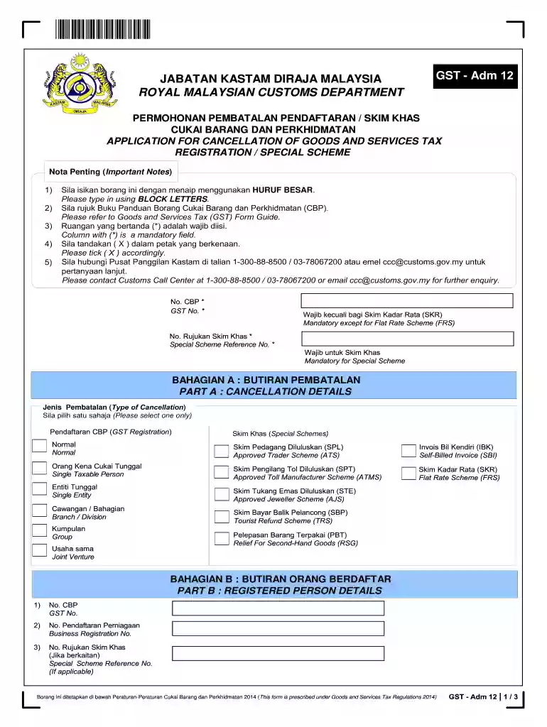 surat pembatalan sst kepada kastam Preview on Page 1