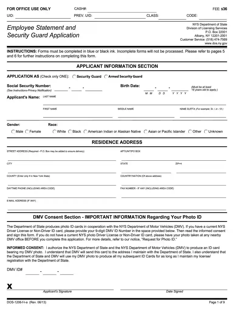 nys security guard license renewal form pdf Preview on Page 1