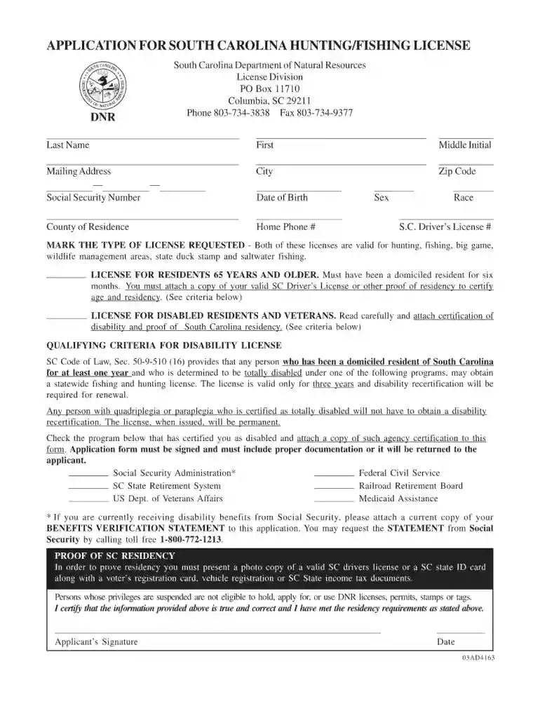 sc hunting license Preview on Page 1