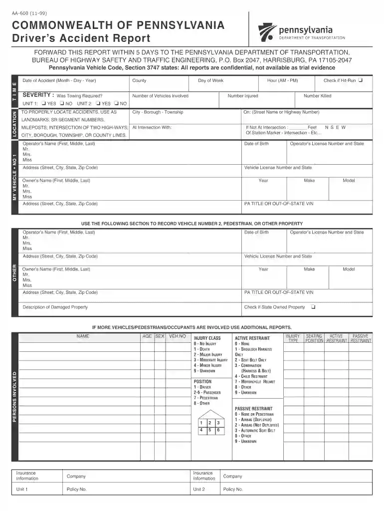 aa600 form Preview on Page 1