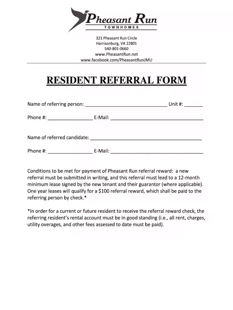 resident referral form Preview on Page 1