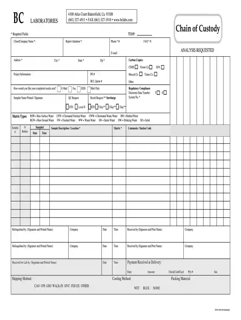 chain of custody form template word Preview on Page 1