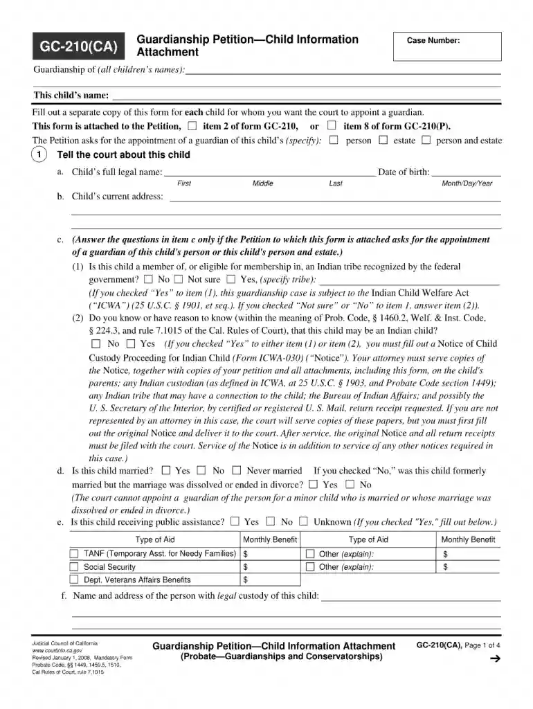 Gc 210 ca fillable 2008 form Preview on Page 1