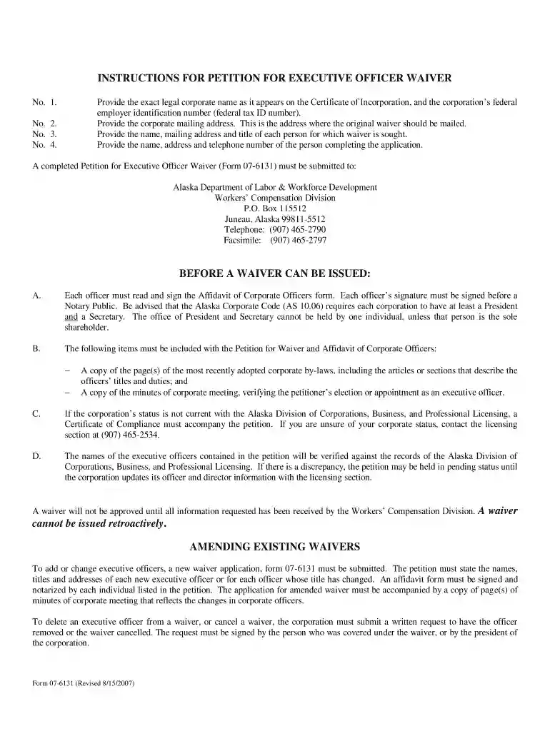 ak executive officer waiver Preview on Page 1