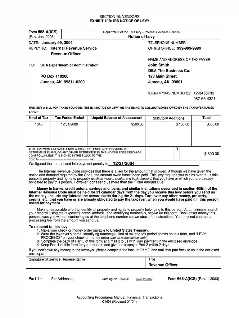 irs form 668 a pdf Preview on Page 1