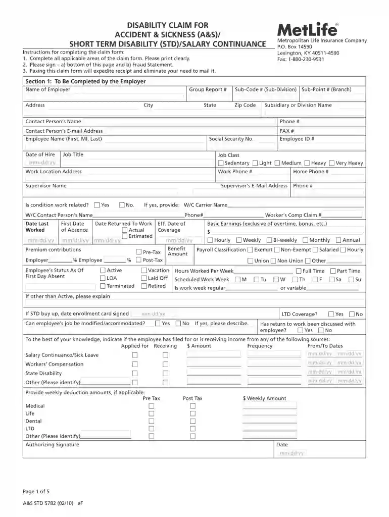 metlife reinstatement form Preview on Page 1