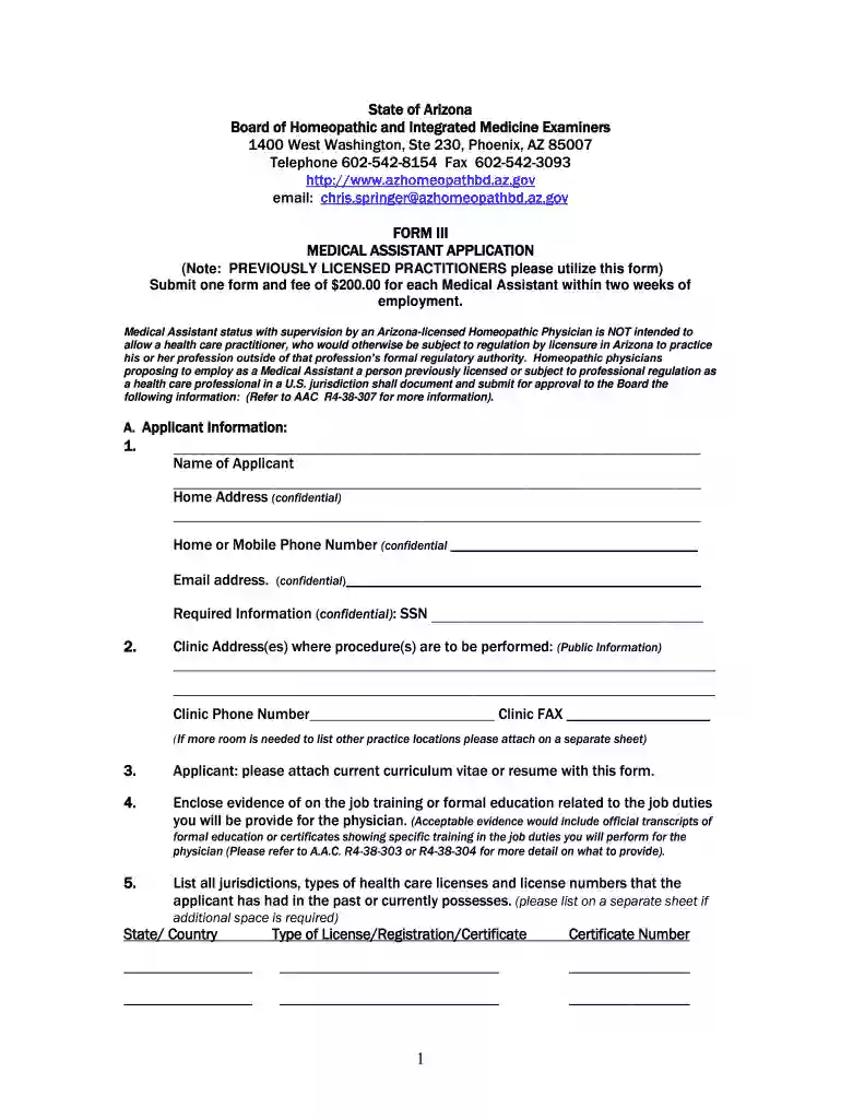 medical assistant application form Preview on Page 1