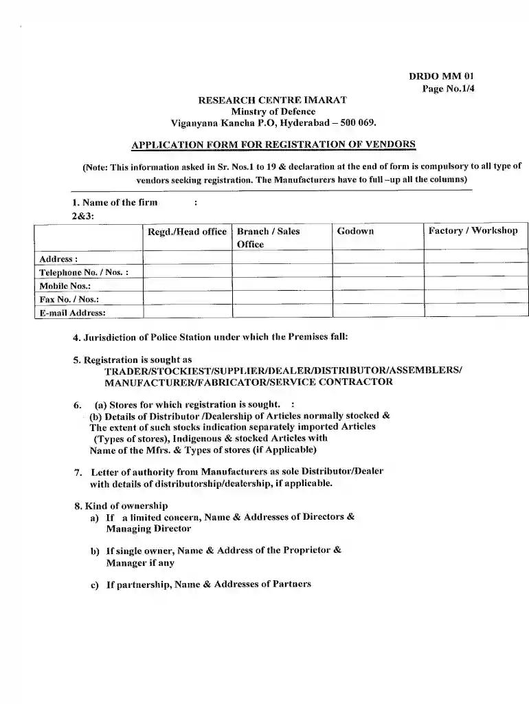 vendor registration regstration Preview on Page 1