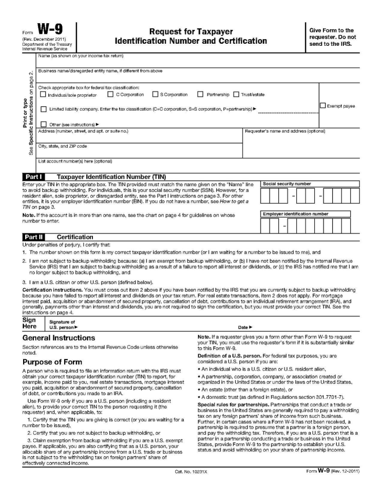 W-9 form image
