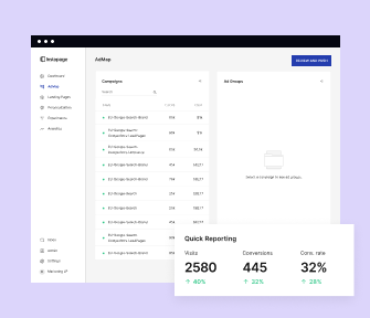 Instapage has everything you need to create, launch, and optimize landing pages that improve visitor experience, drive conversions, and lower your CPC 