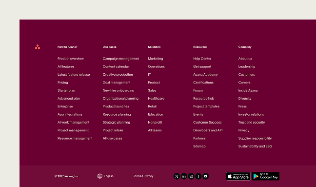 This image shows the navigation links on a homepage footer.