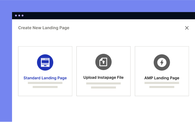 This image show landing page creation process at Instapage