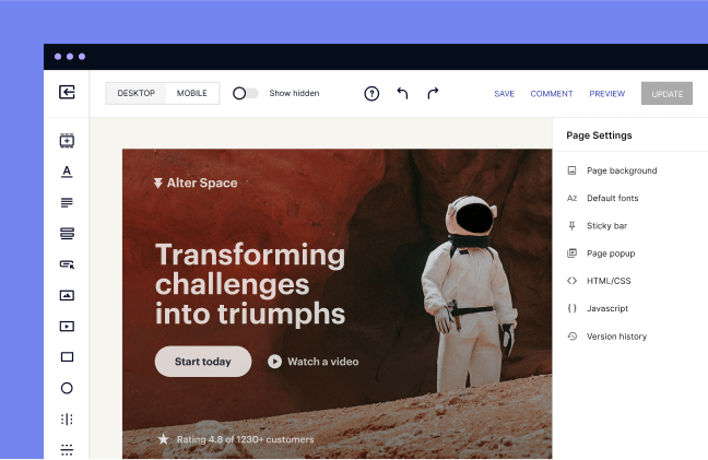This image shows how to customize an Instapage landing page template