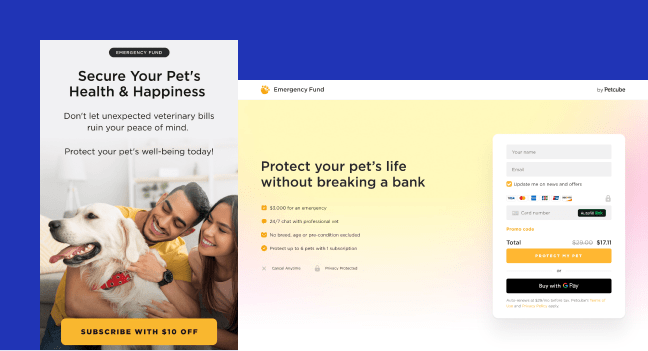 This image shows an email landing page example