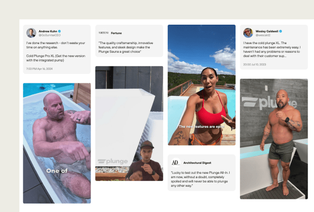 This image shows different examples of social proof on a landing page.