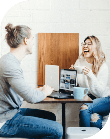 Two happy people with coffee illustration